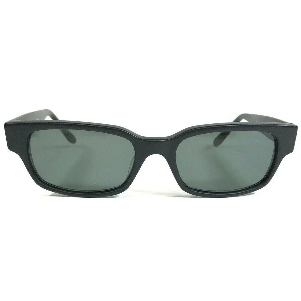 Morgenthal Frederics Sunglasses 101M RALPHIE Matte Black Frames w Green Lenses